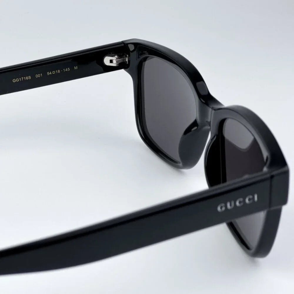 Gucci GG1716S 001 BRAND NEW Sunglasses Black Grey Square Unisex